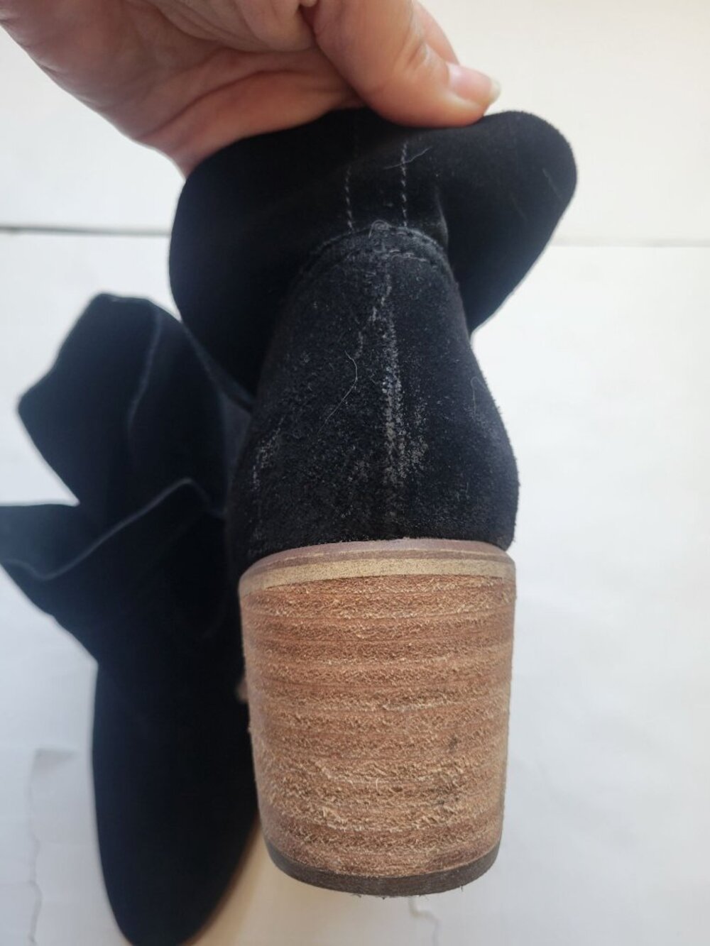 BP black suede ankle booties, crafted from soft black suede stacked block Sz 8 - Picture 7 of 7